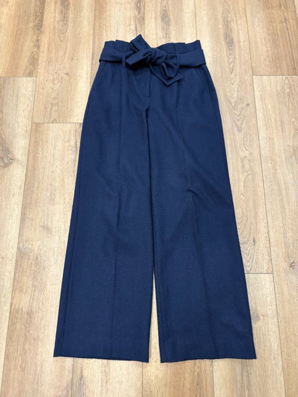 🌟 BODEN 🌟 TIE WAIST WOOL BLEND WIDE LEG TROUSER PANT NAVY SZ 4 P